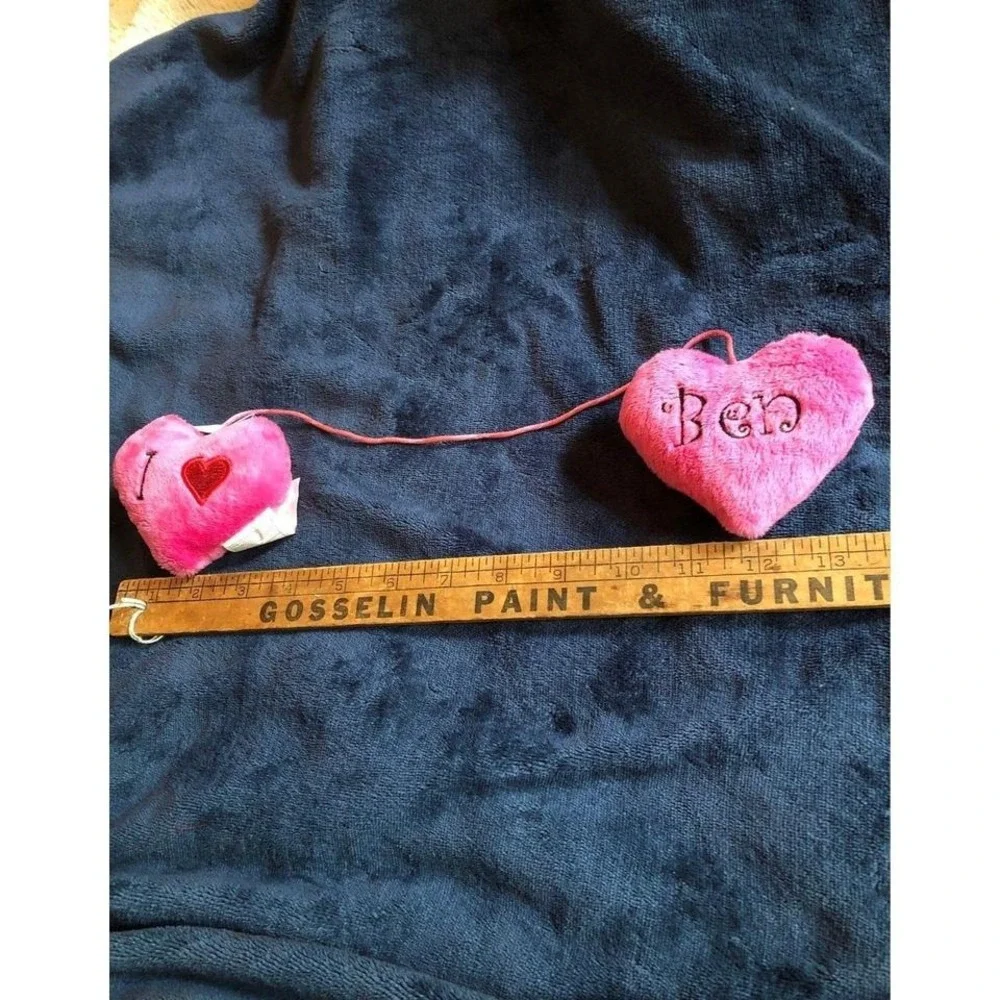 Pink Plush I Heart Ben Double‎ Hanging Hearts Decorative Soft Toy Gift